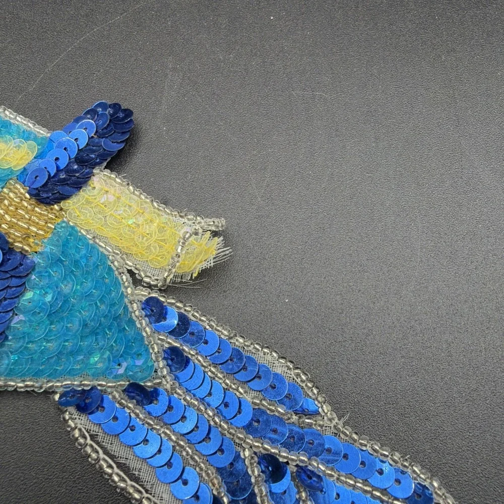 VTG Parrot, Peace Dove, And Heart Beads & Sequins Sew-On Appliqué Patches *READ
